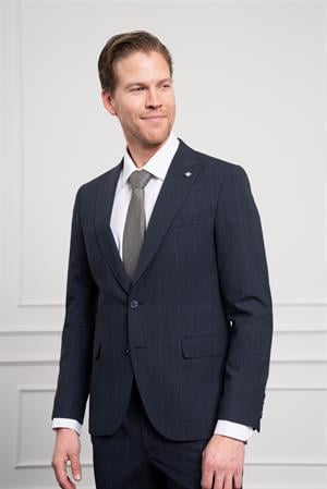 Morven Erkek Lacivert Yünlü Slim Fit Sivri Yaka Takım Elbise