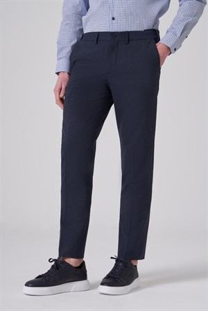 Morven Erkek Lacivert Yünlü Trend Desenli Dynamic Fit Pantolon