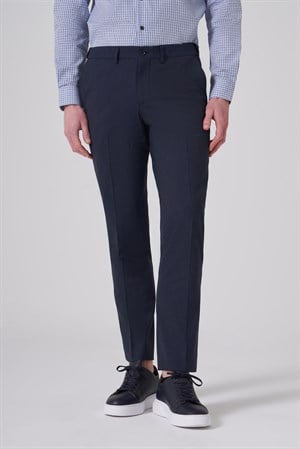 Morven Erkek Lacivert Yünlü Trend Desenli Dynamic Fit Pantolon