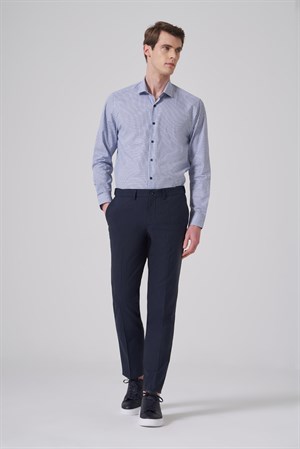 Morven Erkek Lacivert Yünlü Trend Desenli Dynamic Fit Pantolon