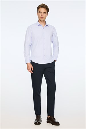 Morven Erkek Lila Düz Slim Fit Sert Yaka Gömlek