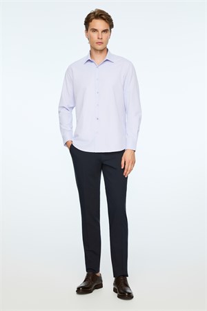Morven Erkek Lila Düz Slim Fit Sert Yaka Gömlek