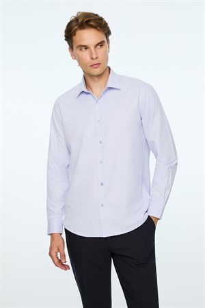 Morven Erkek Lila Düz Slim Fit Sert Yaka Gömlek