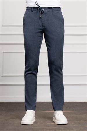 Morven Erkek Marine Jogger Slim Fit Dar Kesim Çıtçıtlı İpli Pantolon
