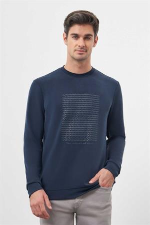 Morven Erkek Marine Trend Bisiklet Yaka Sweat-Shirt