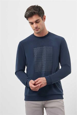Morven Erkek Marine Trend Bisiklet Yaka Sweat-Shirt