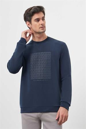 Morven Erkek Marine Trend Bisiklet Yaka Sweat-Shirt