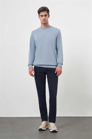 Morven Erkek Mavi Basic Bisiklet Yaka Sweat-Shirt
