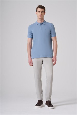Morven Erkek Mavi Basic Polo Yaka Dynamic Fit T-Shirt