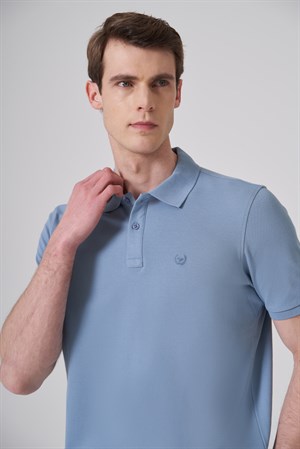 Morven Erkek Mavi Basic Polo Yaka Dynamic Fit T-Shirt