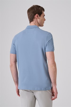 Morven Erkek Mavi Basic Polo Yaka Dynamic Fit T-Shirt