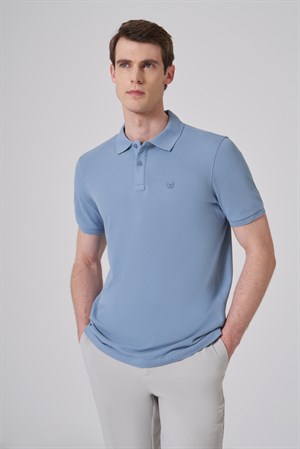 Morven Erkek Mavi Basic Polo Yaka Dynamic Fit T-Shirt