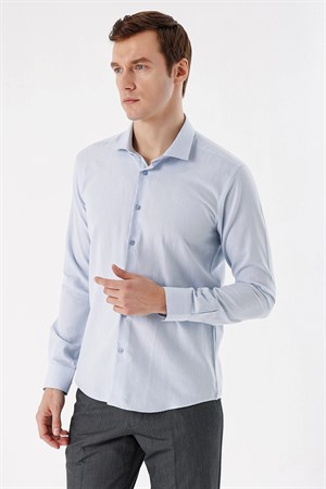 Morven Erkek Mavi Coton Mini Oxford Slim Gömlek