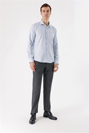 Morven Erkek Mavi Coton Mini Oxford Slim Gömlek