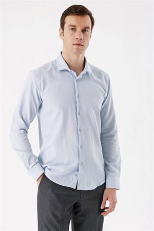 Morven Erkek Mavi Coton Mini Oxford Slim Gömlek