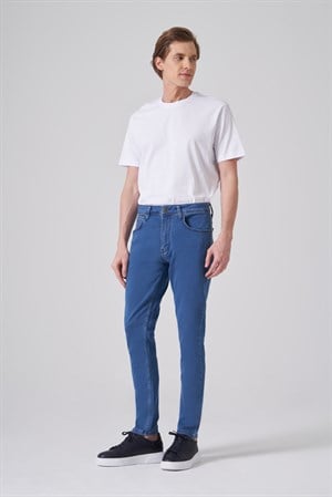 Morven Erkek Mavi Denim 5 Cep Slim Fit Jean