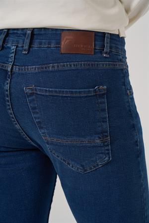 Morven Erkek Mavi Denim 5 Cep Slim Fit Jean Kot Pantolon