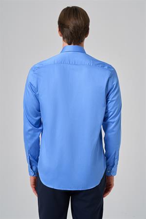 Morven Erkek Mavi Dynamic Fit Sert Yaka Gömlek