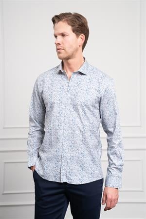 Morven Erkek Mavi Pamuk Trend Düğmeli Yaka Dynamic Fit Rahat Kesim Gömlek