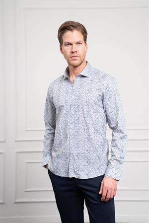 Morven Erkek Mavi Pamuk Trend Düğmeli Yaka Dynamic Fit Rahat Kesim Gömlek