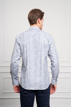 Morven Erkek Mavi Pamuk Trend Düğmeli Yaka Dynamic Fit Rahat Kesim Gömlek