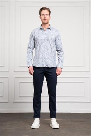 Morven Erkek Mavi Pamuk Trend Düğmeli Yaka Dynamic Fit Rahat Kesim Gömlek