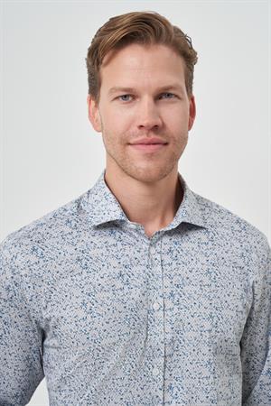 Morven Erkek Mavi Pamuk Trend Slim Fit İtalyan Yaka Gömlek