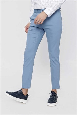 Morven Erkek Mavi Piefti Pamuk Yan Cep Spor Kesim Slim Fit Dar Kesim Pantolon