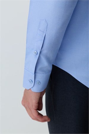 Morven Erkek Mavi Polyester Trend Desenli Dynamic Fit İtalyan Yaka Gömlek