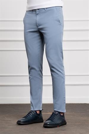 Morven Erkek Mavi Slim Fit Dar Kesim Chino Pantolon