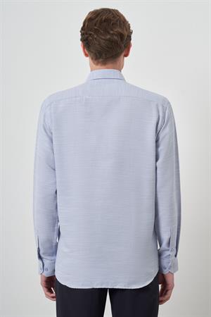 Morven Erkek Mavi Slim Fit İtalyan Yaka Gömlek