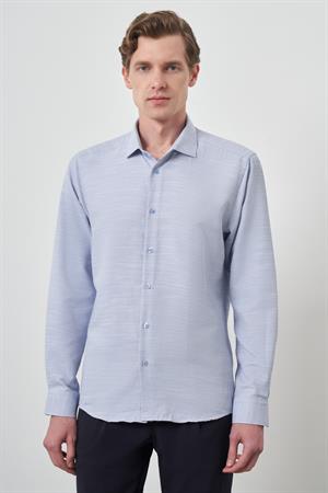 Morven Erkek Mavi Slim Fit İtalyan Yaka Gömlek