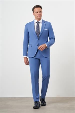 Morven Erkek Mavi Slim Fit Mono Yaka Takım Elbise