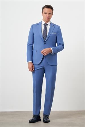 Morven Erkek Mavi Slim Fit Mono Yaka Takım Elbise