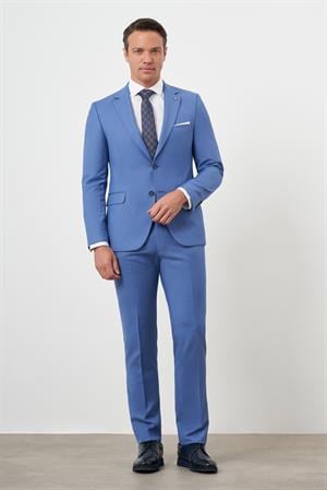 Morven Erkek Mavi Slim Fit Mono Yaka Takım Elbise
