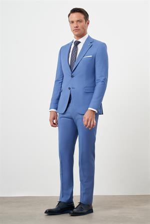 Morven Erkek Mavi Slim Fit Mono Yaka Takım Elbise