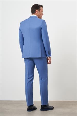 Morven Erkek Mavi Slim Fit Mono Yaka Takım Elbise