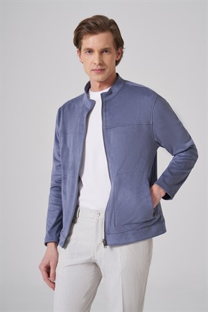 Morven Erkek Mavi Trend Baharlık Çift Taraflı Süet Mont