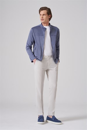 Morven Erkek Mavi Trend Baharlık Çift Taraflı Süet Mont