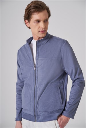 Morven Erkek Mavi Trend Baharlık Çift Taraflı Süet Mont