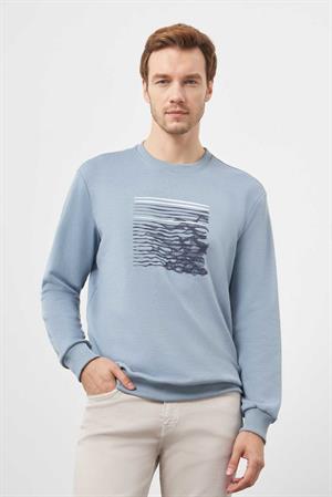 Morven Erkek Mavi Trend Bisiklet Yaka Sweat-Shirt