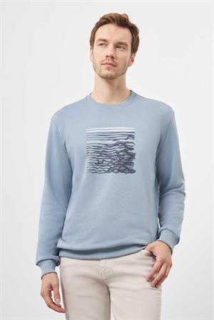 Morven Erkek Mavi Trend Bisiklet Yaka Sweat-Shirt