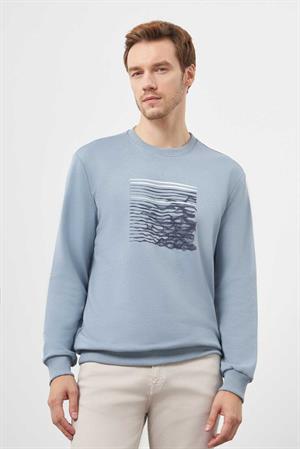 Morven Erkek Mavi Trend Bisiklet Yaka Sweat-Shirt
