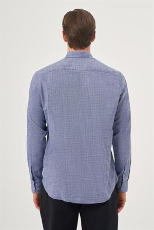 Morven Erkek Mavi Trend Dynamic Fit Düğmeli Yaka Gömlek