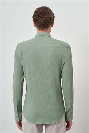 Morven Erkek Mint Yeşili Gofre Trend Desenli Dynamic Fit İtalyan Yaka Gömlek