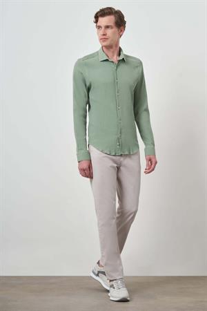 Morven Erkek Mint Yeşili Gofre Trend Desenli Dynamic Fit İtalyan Yaka Gömlek