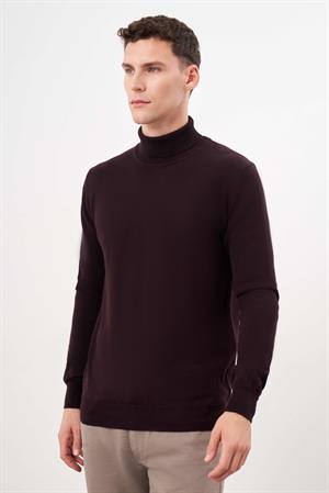 Morven Erkek Mor Basic Balıkçı Yaka Dynamic Fit Rahat Kesim Triko