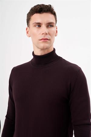 Morven Erkek Mor Basic Balıkçı Yaka Dynamic Fit Rahat Kesim Triko