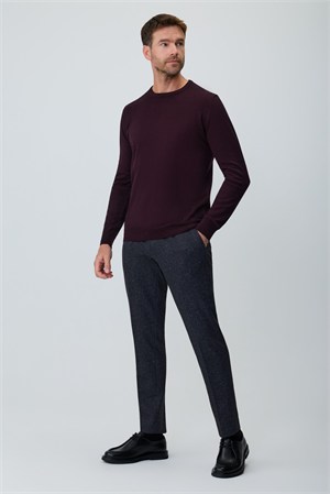 Morven Erkek Mor Basic Bisiklet Yaka Triko