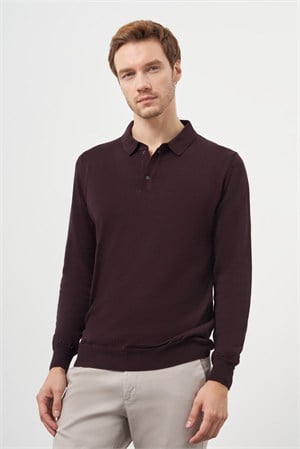 Morven Erkek Mor Basic Polo Yaka Dynamic Fit Rahat Kesim Triko